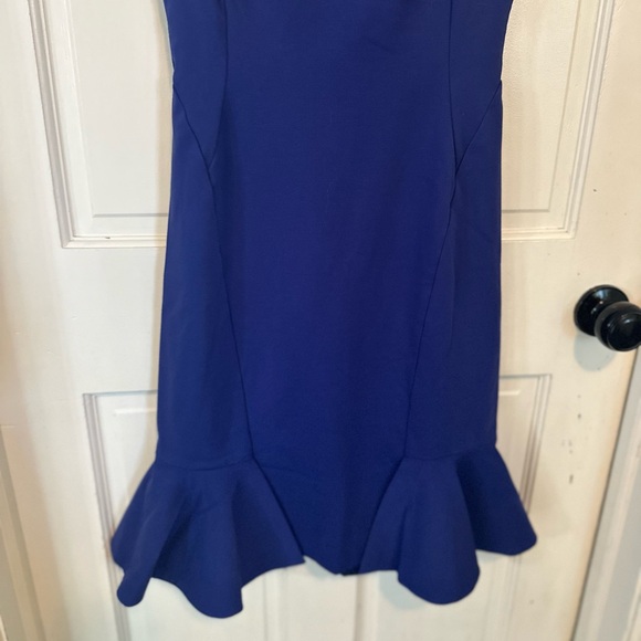 EUC $325 Rebecca Taylor Ponte Knit Off Shoulder Blue Dress Size 2 - Picture 6 of 15